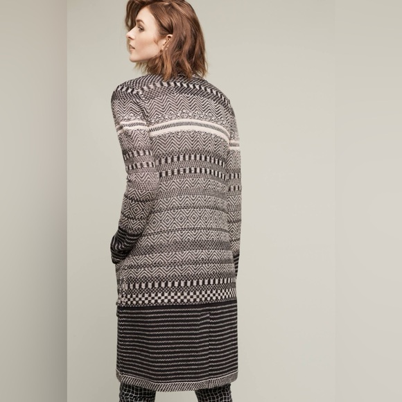 Anthropologie Angel Of The North Black and Cream Patterned Cardigan - Picture 4 of 11